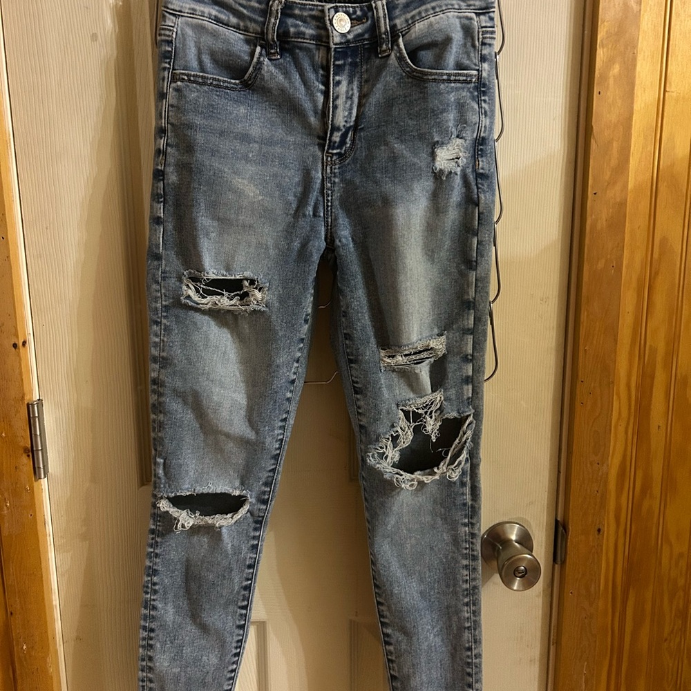 Distressed Blue Jeans